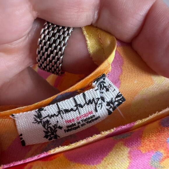 New Free People x Intimately Floral Maxi Dress Pink High Slit Sleeveless Sz L - Picture 8 of 9